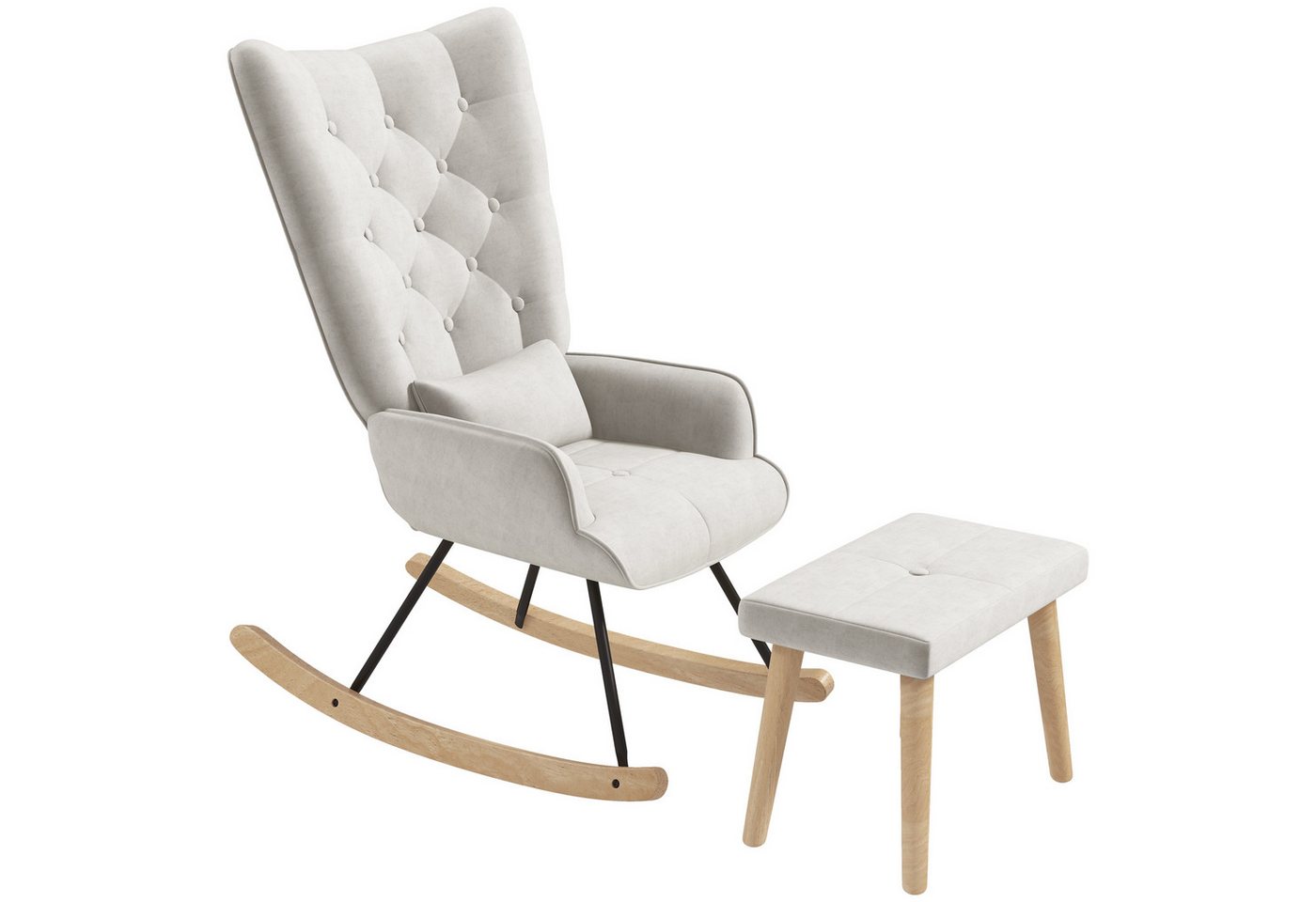 furnicato Relaxsessel Schaukelsessel mit Hocker, gepolstert, hohe Lehne, Cremewei (1-St) von furnicato