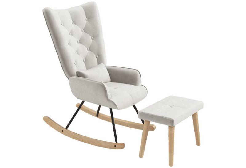 furnicato Relaxsessel Schaukelsessel mit Hocker, gepolstert, hohe Lehne, Cremewei (1-St) von furnicato