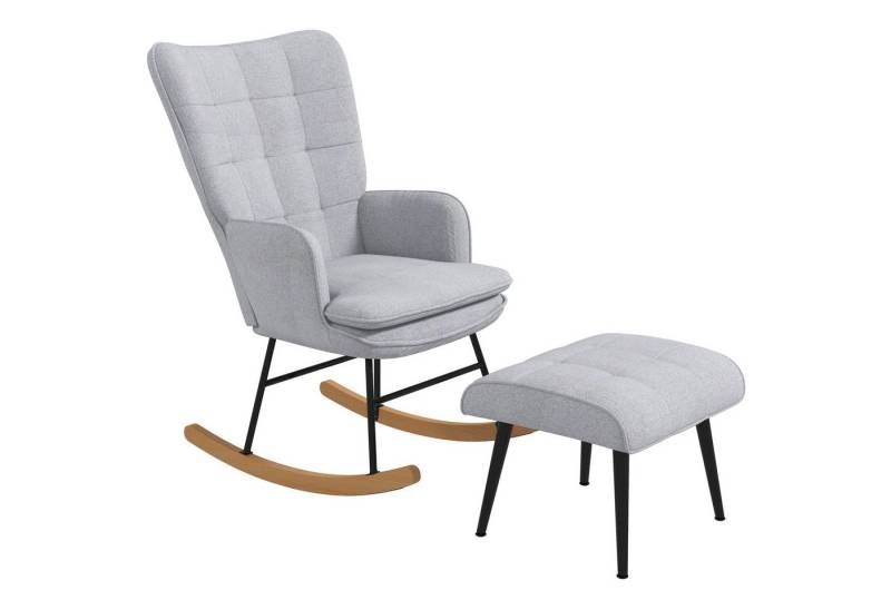 furnicato Relaxsessel Schaukelstuhl mit Ottomane, 64x89x90 cm, Grau (1-St) von furnicato
