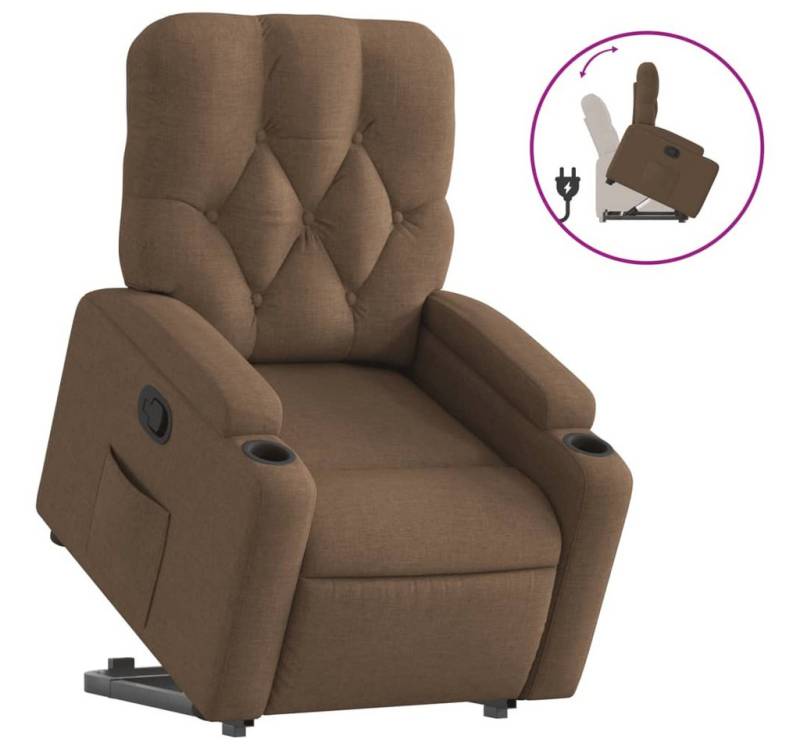 furnicato Relaxsessel mit Aufstehhilfe Braun Stoff (1-St) von furnicato