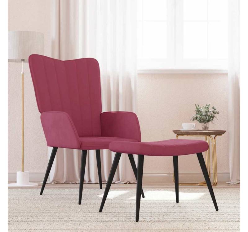 furnicato Relaxsessel mit Hocker Weinrot Samt (1-St) von furnicato
