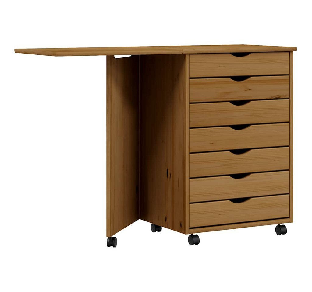 furnicato Rolloschrank Rollschrank mit Schreibtisch MOSS Honigbraun Massivholz Kiefer von furnicato