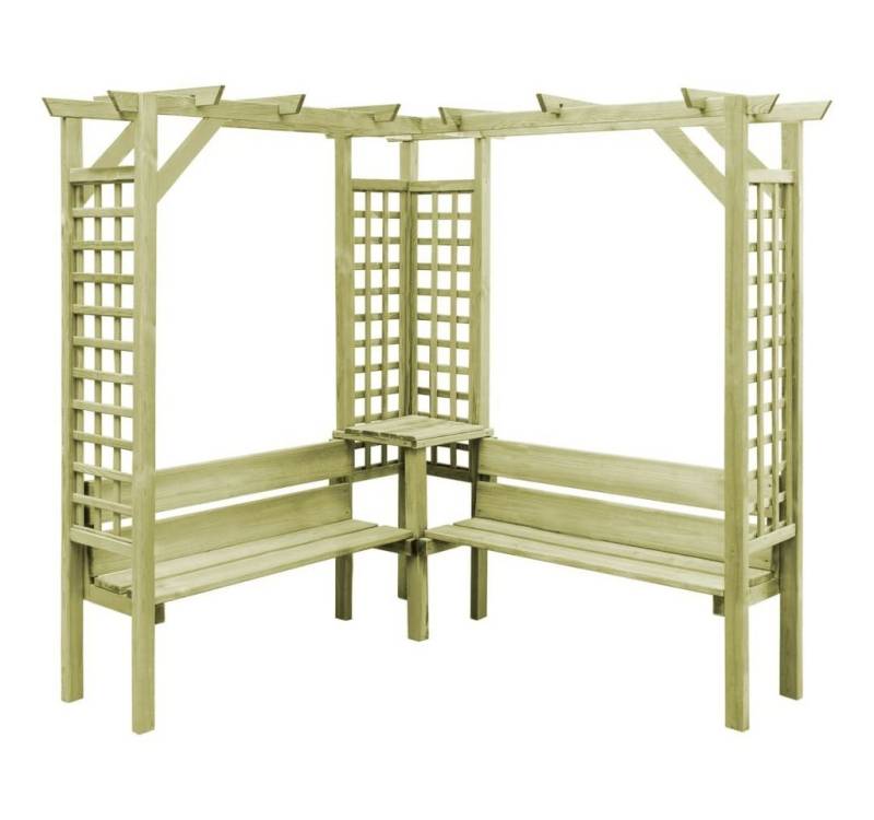 furnicato Rosenbogen Eck-Pergola mit Bank Kiefernholz Imprägniert, 1 St. von furnicato