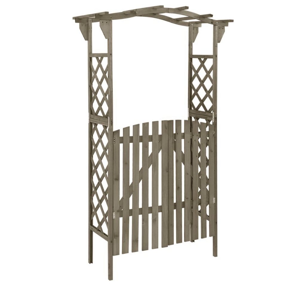 furnicato Rosenbogen Pergola mit Tor 116x40x204 cm Grau Massivholz Tanne von furnicato