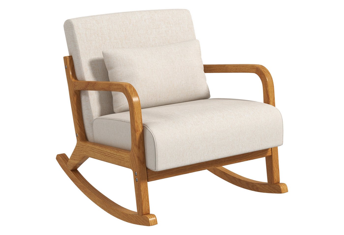 furnicato Schaukelstuhl Schaukelstuhl im Retrodesign, Gummibaumholz, 64,5 cm x 92 cm x 81, 5 c (1 St) von furnicato