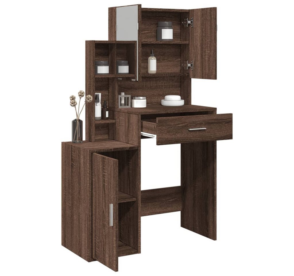 furnicato Schminktisch mit Schrank Braun Eichen-Optik 80x35x132 cm (1-St) von furnicato