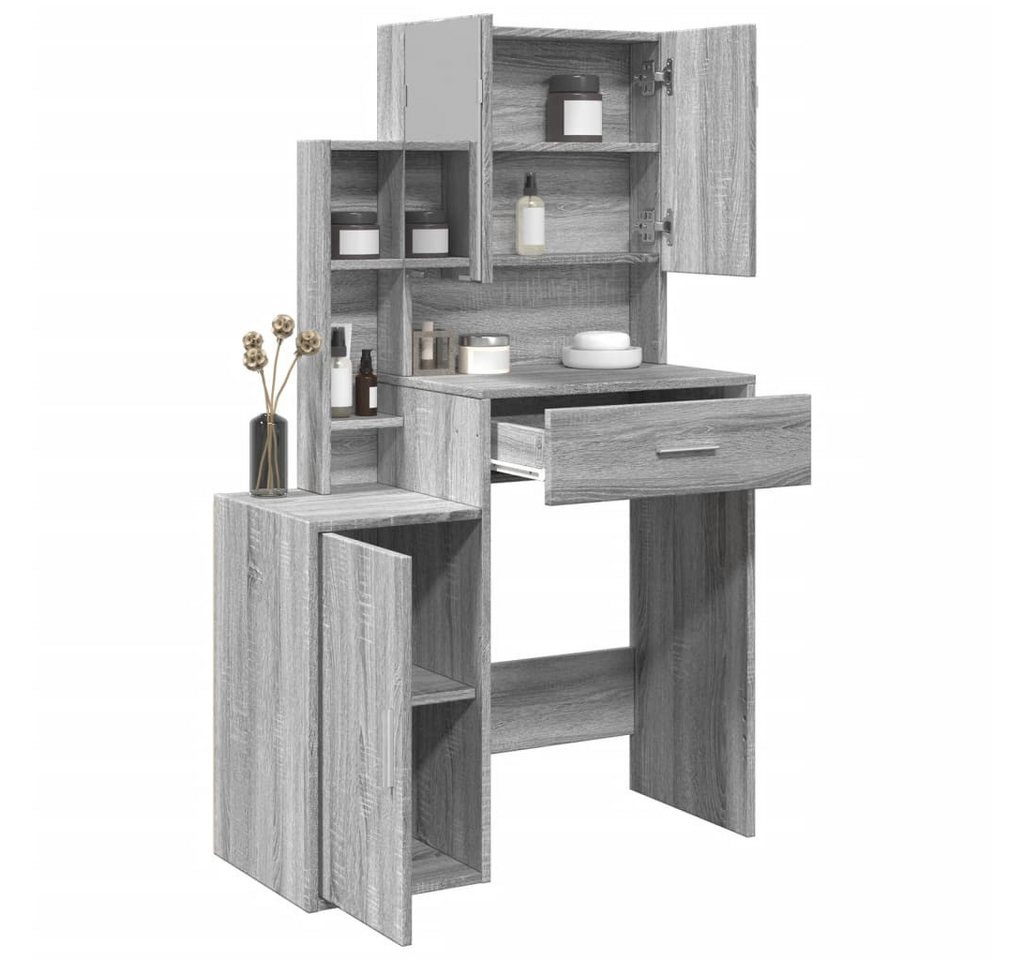 furnicato Schminktisch mit Schrank Grau Sonoma-Eiche 80x35x132 cm (1-St) von furnicato