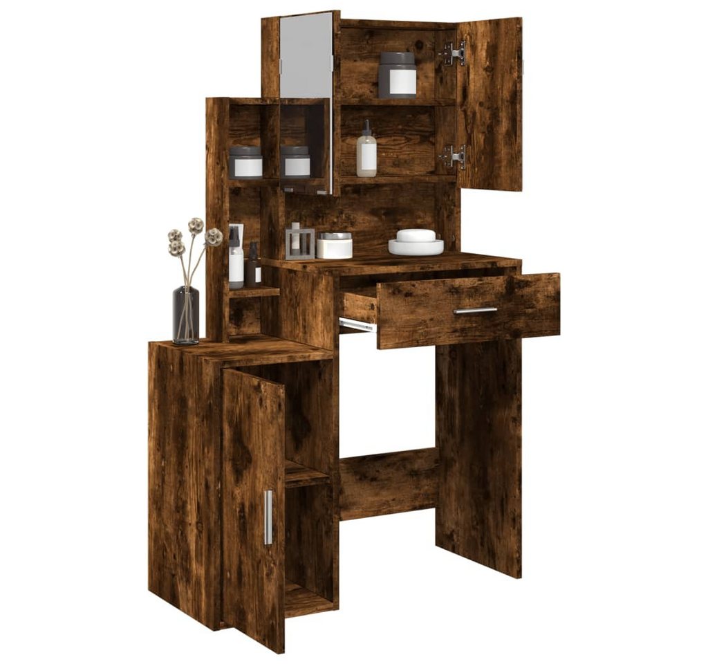 furnicato Schminktisch mit Schrank Räuchereiche 80x35x132 cm (1-St) von furnicato