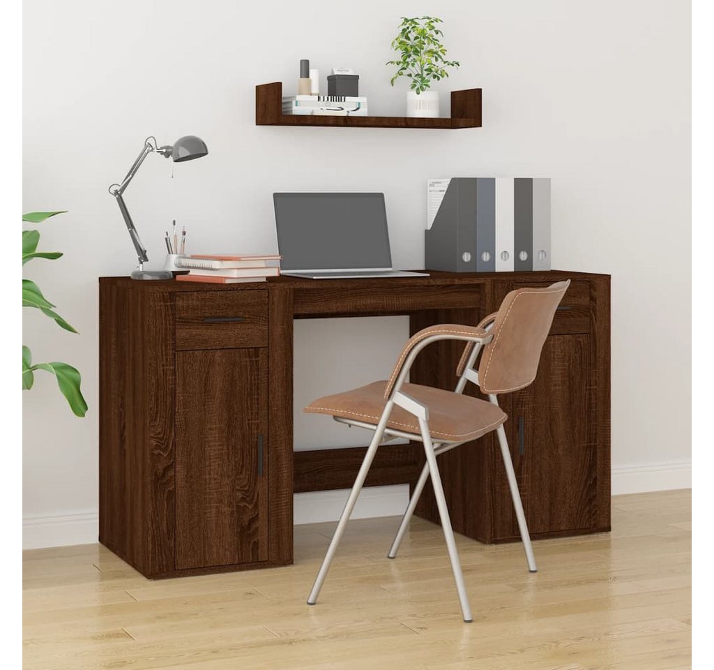 furnicato Schreibtisch mit Stauraum Braun Eichen-Optik Holzwerkstoff von furnicato