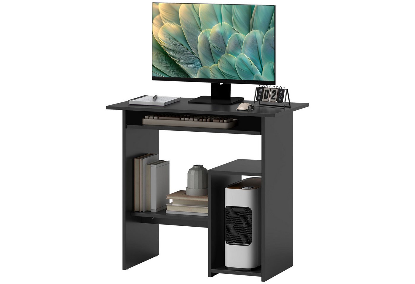 furnicato Schreibtisch Computertisch, Schreibtisch, Spanplatte, Metall, 80 x 45 x 75 cm, (1-St) von furnicato