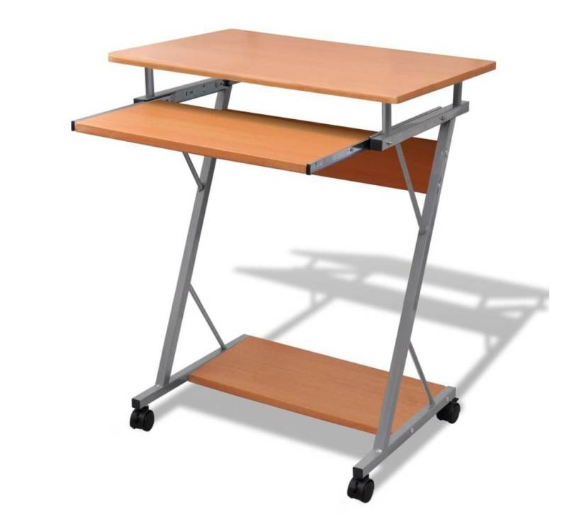furnicato Schreibtisch Computertisch Computerwagen PC Tisch Bürotisch Laptop auf Rollen braun (1-St) von furnicato