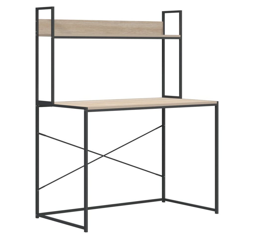 furnicato Schreibtisch Computertisch Schwarz Eiche-Optik 110x60x138cm Holzwerkstoff von furnicato