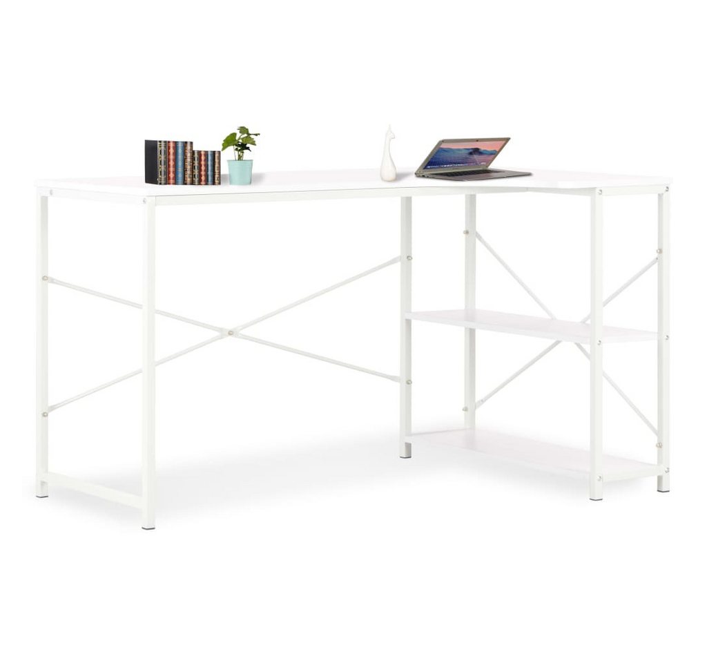 furnicato Schreibtisch Computertisch Weiß und Eiche 120x72x70 cm von furnicato