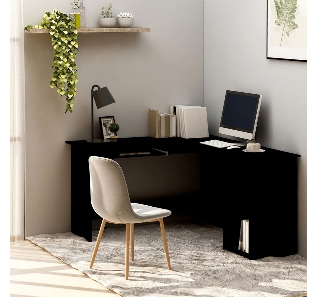 furnicato Schreibtisch Eckschreibtisch in L-Form Schwarz 120x140x75 cm Holzwerkstoff von furnicato