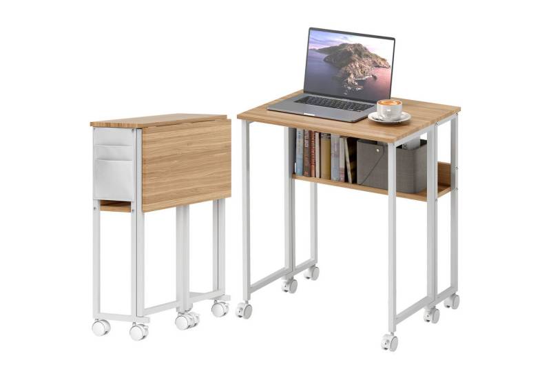 furnicato Schreibtisch Faltbarer Schreibtisch, Beistelltisch, offenes Regal, Natur (1-St) von furnicato