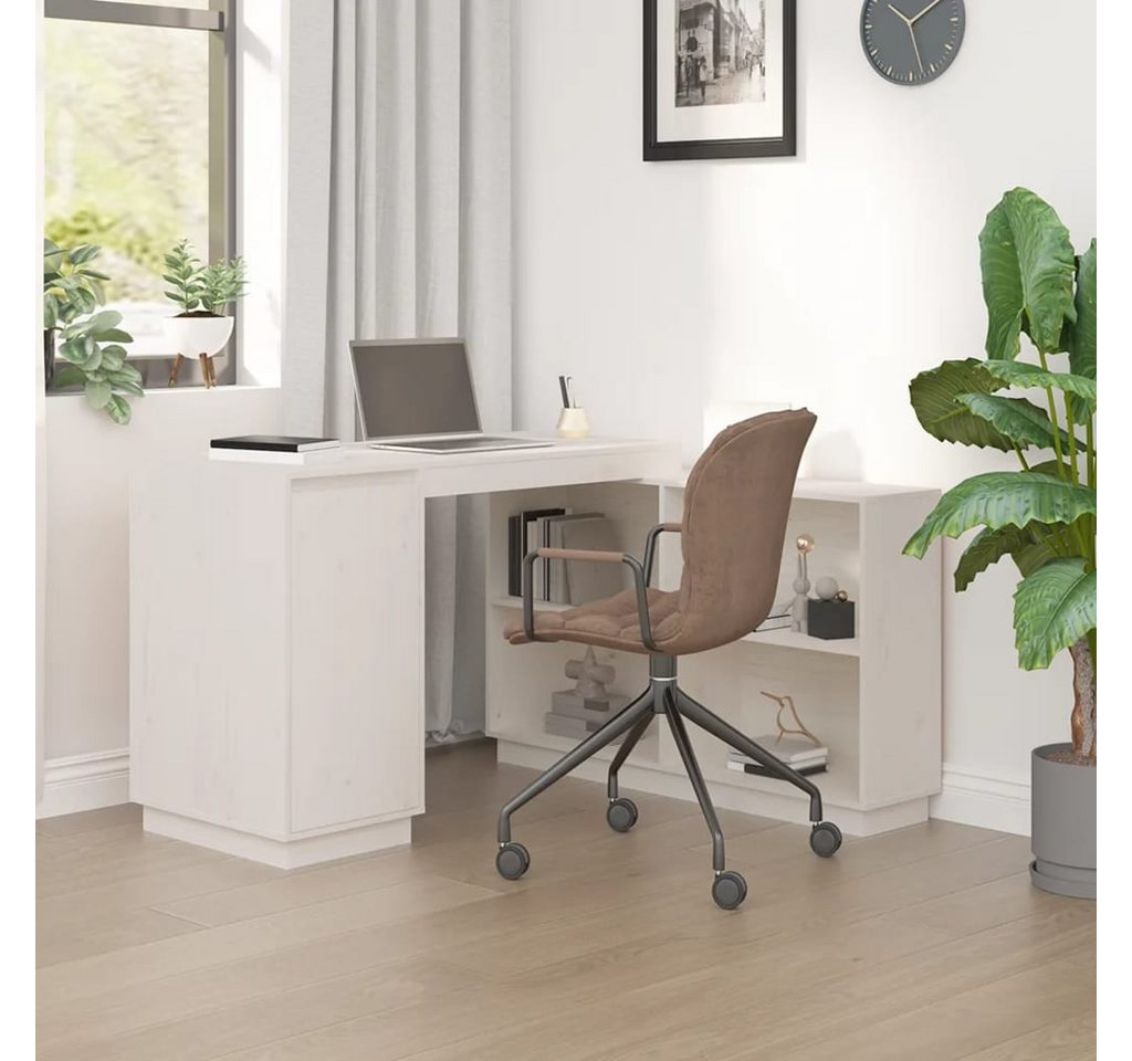 furnicato Schreibtisch Weiß 110x50x75 cm Massivholz Kiefer von furnicato