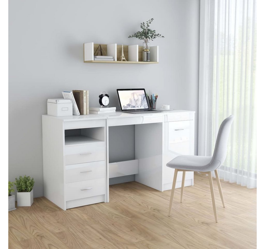 furnicato Schreibtisch Hochglanz-Weiß 140x50x76 cm Holzwerkstoff von furnicato