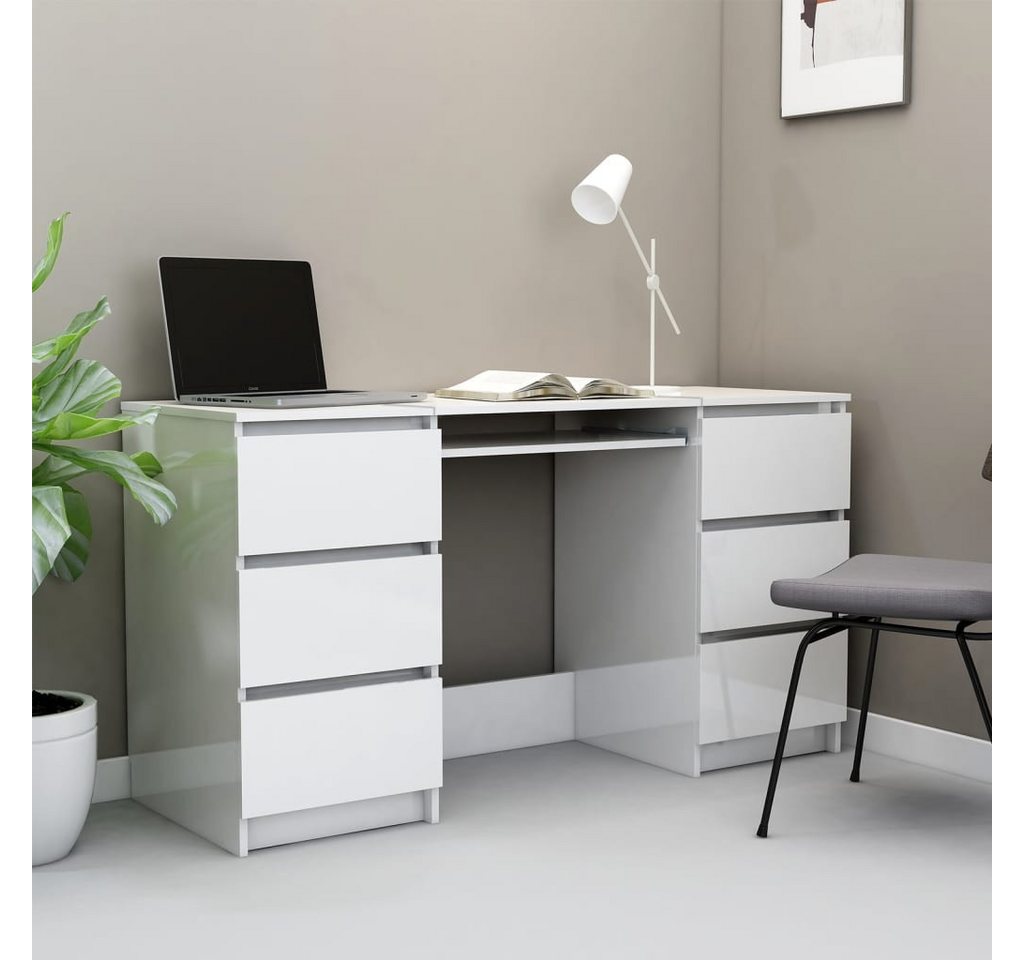 furnicato Schreibtisch Hochglanz-Weiß 140x50x77 cm Holzwerkstoff von furnicato