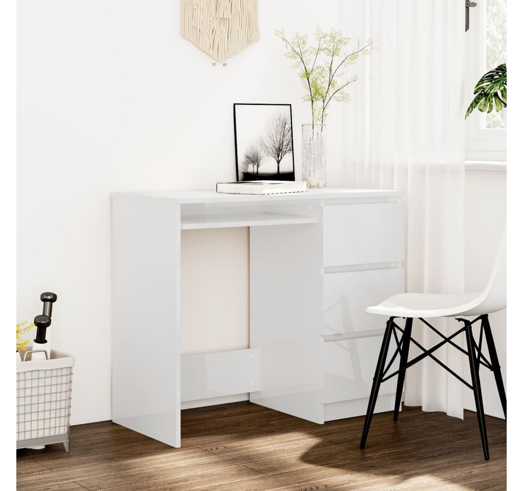 furnicato Schreibtisch Hochglanz-Weiß 90x45x76 cm Holzwerkstoff von furnicato