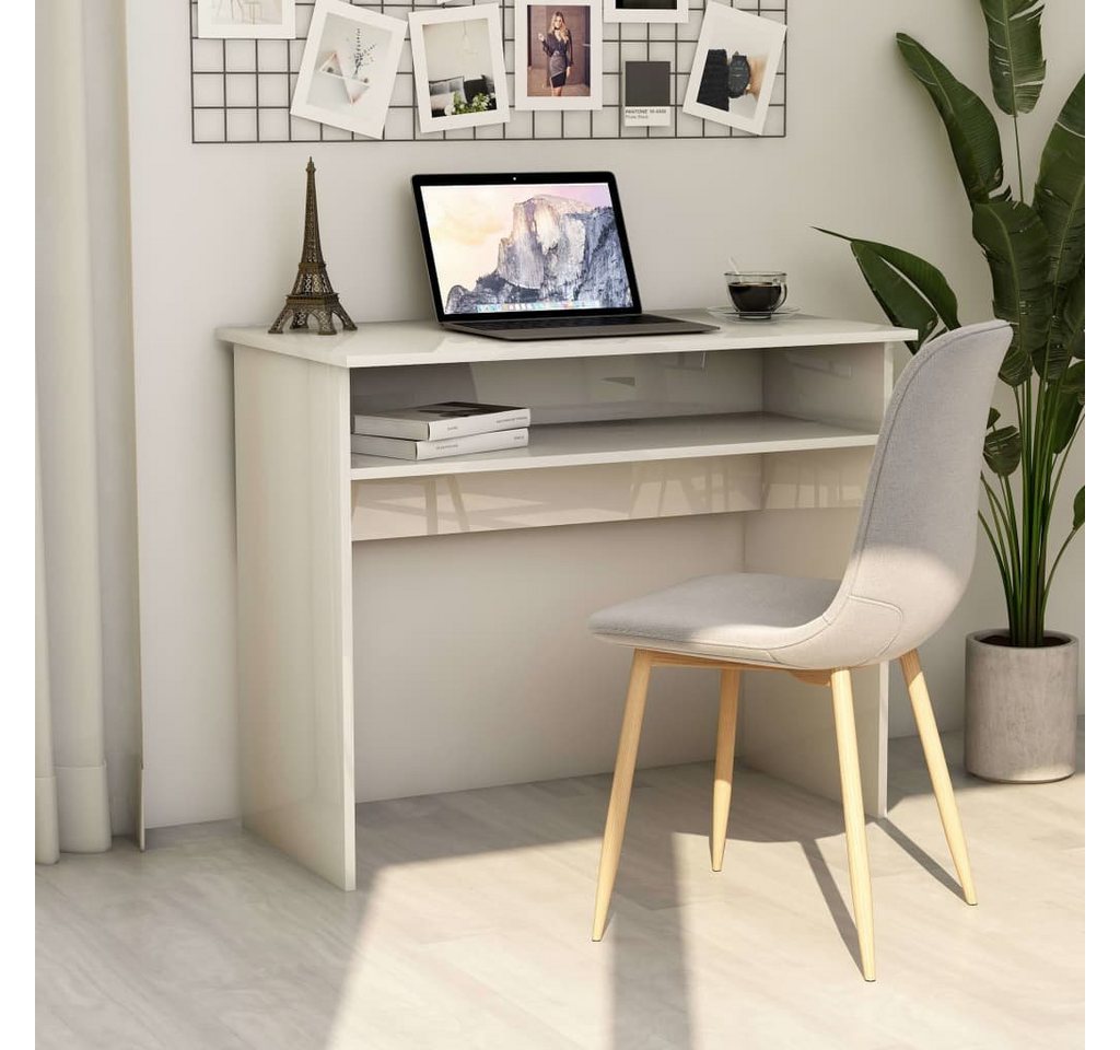 furnicato Schreibtisch Hochglanz-Weiß 90x50x74 cm Holzwerkstoff von furnicato
