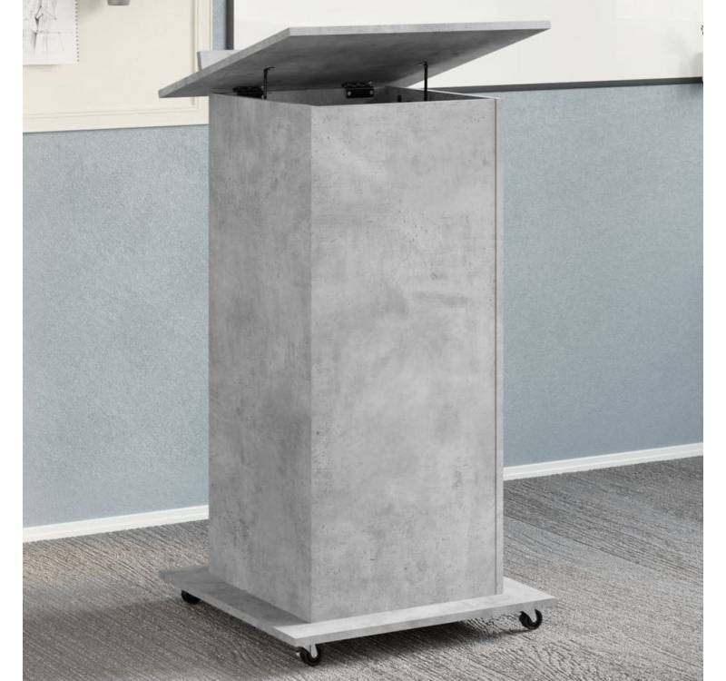 furnicato Schreibtisch Rednerpult mit Rollen & Schublade Betongrau 55x55x107 cm (1-St) von furnicato