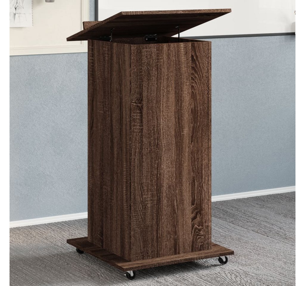 furnicato Schreibtisch Rednerpult mit Rollen & Schublade Braun Eiche-Optik 55x55x107cm (1-St) von furnicato