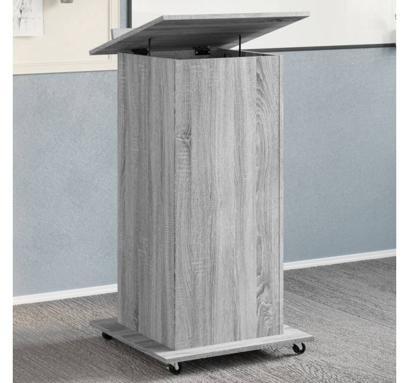 furnicato Schreibtisch Rednerpult mit Rollen & Schublade Grau Sonoma 55x55x107 cm (1-St) von furnicato