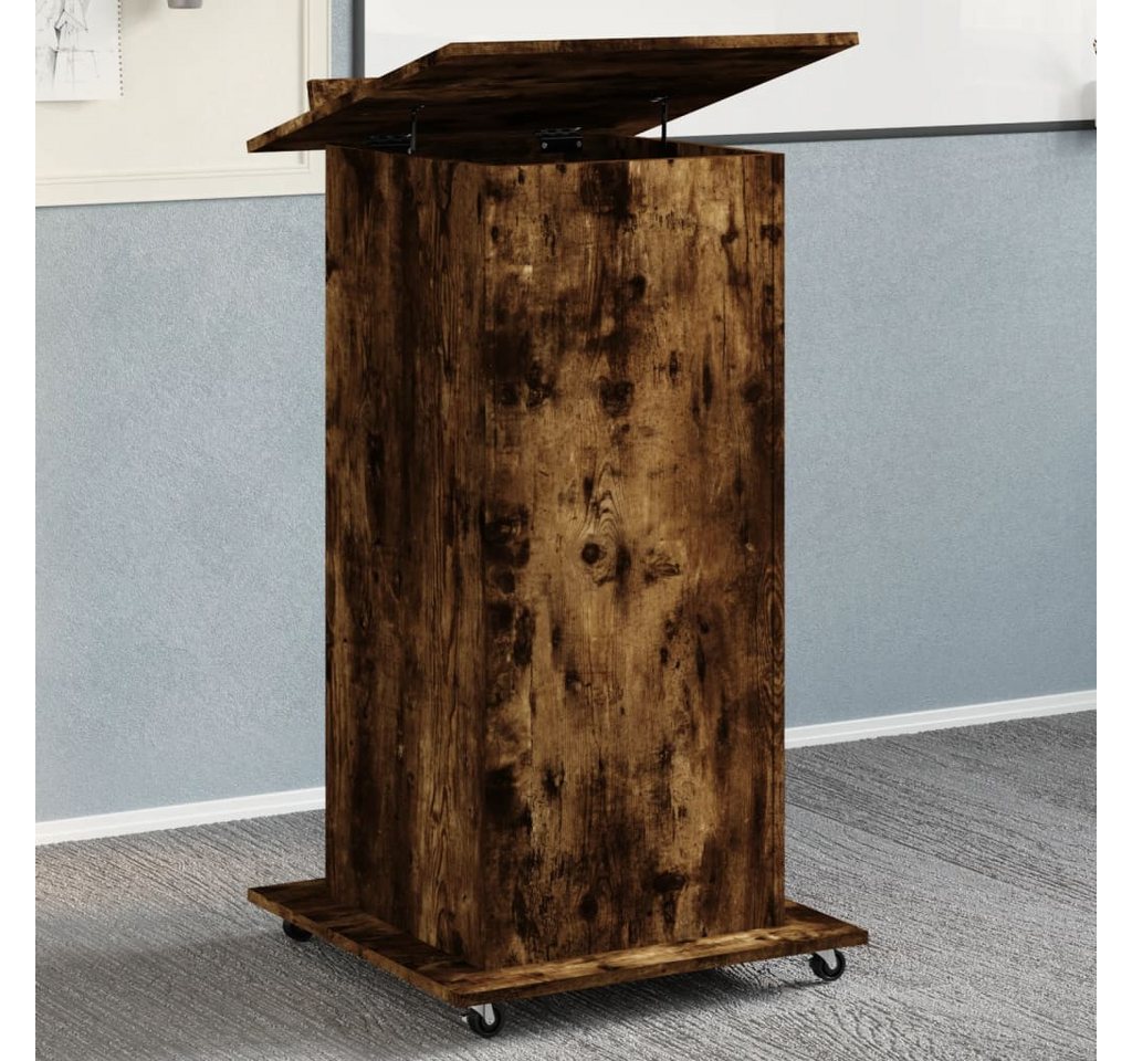 furnicato Schreibtisch Rednerpult mit Rollen & Schublade Räuchereiche 55x55x107 cm (1-St) von furnicato