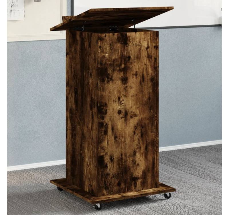 furnicato Schreibtisch Rednerpult mit Rollen & Schublade Räuchereiche 55x55x107 cm (1-St) von furnicato