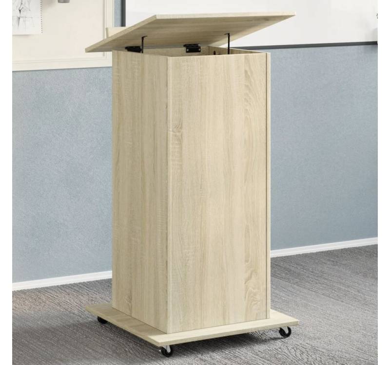furnicato Schreibtisch Rednerpult mit Rollen & Schublade Sonoma-Eiche 55x55x107 cm (1-St) von furnicato