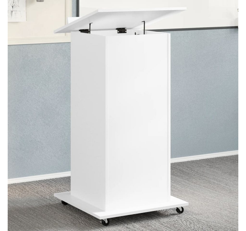 furnicato Schreibtisch Rednerpult mit Rollen & Schublade Weiß 55x55x107 cm (1-St) von furnicato