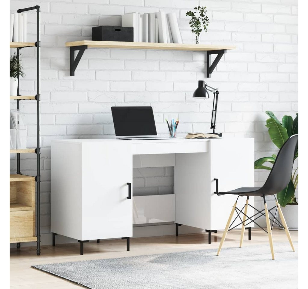 furnicato Schreibtisch Hochglanz-Weiß 140x50x75 cm Holzwerkstoff von furnicato