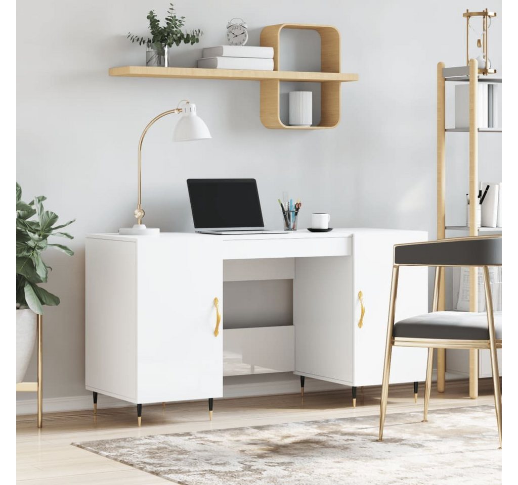furnicato Schreibtisch Hochglanz-Weiß 140x50x75 cm Holzwerkstoff von furnicato