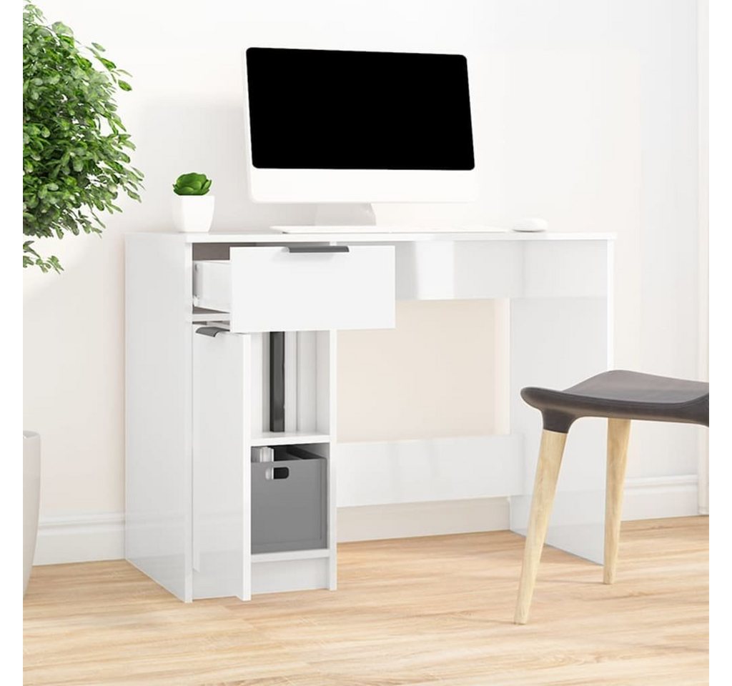 furnicato Schreibtisch Hochglanz-Weiß 100x50x75 cm Holzwerkstoff von furnicato