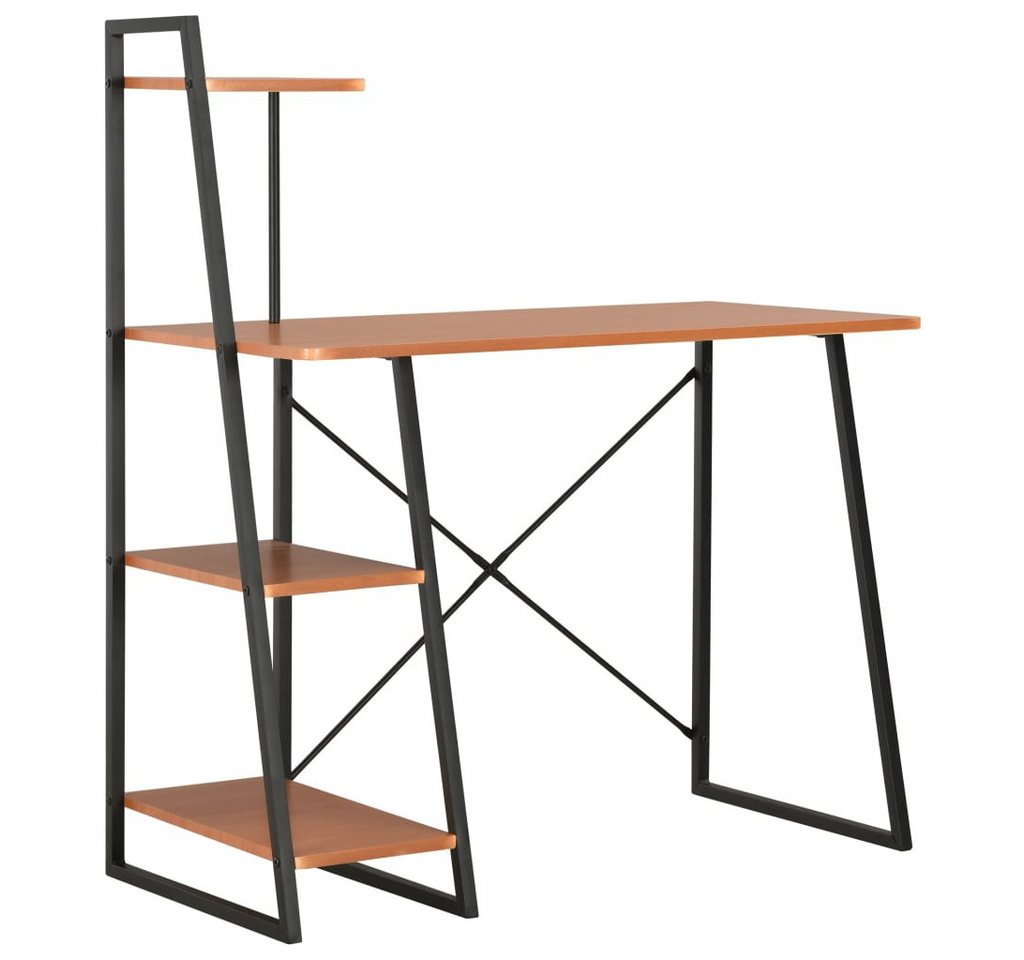 furnicato Schreibtisch mit Regaleinheit Schwarz und Eiche 102×50×117 cm von furnicato