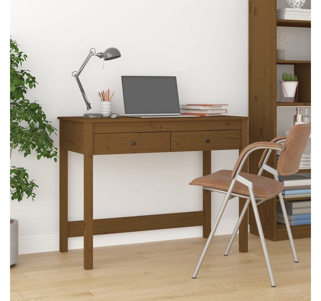 furnicato Schreibtisch mit Schubladen Honigbraun 100x50x78 cm Massivholz von furnicato