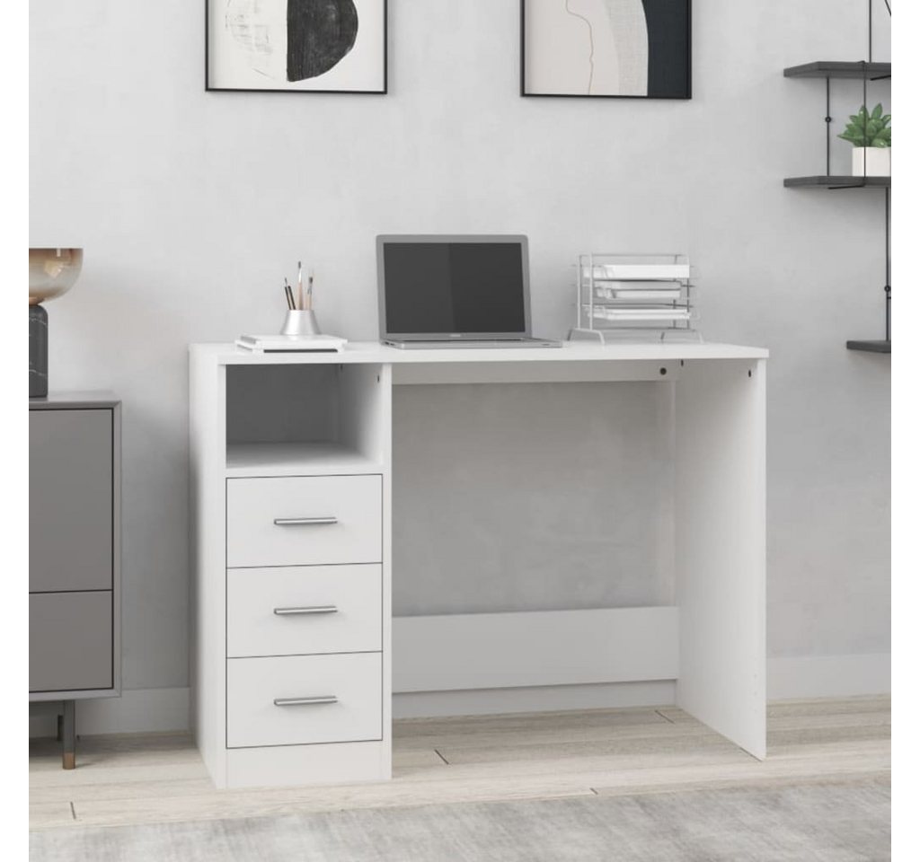 furnicato Schreibtisch mit Schubladen Weiß 102x50x76 cm Holzwerkstoff von furnicato