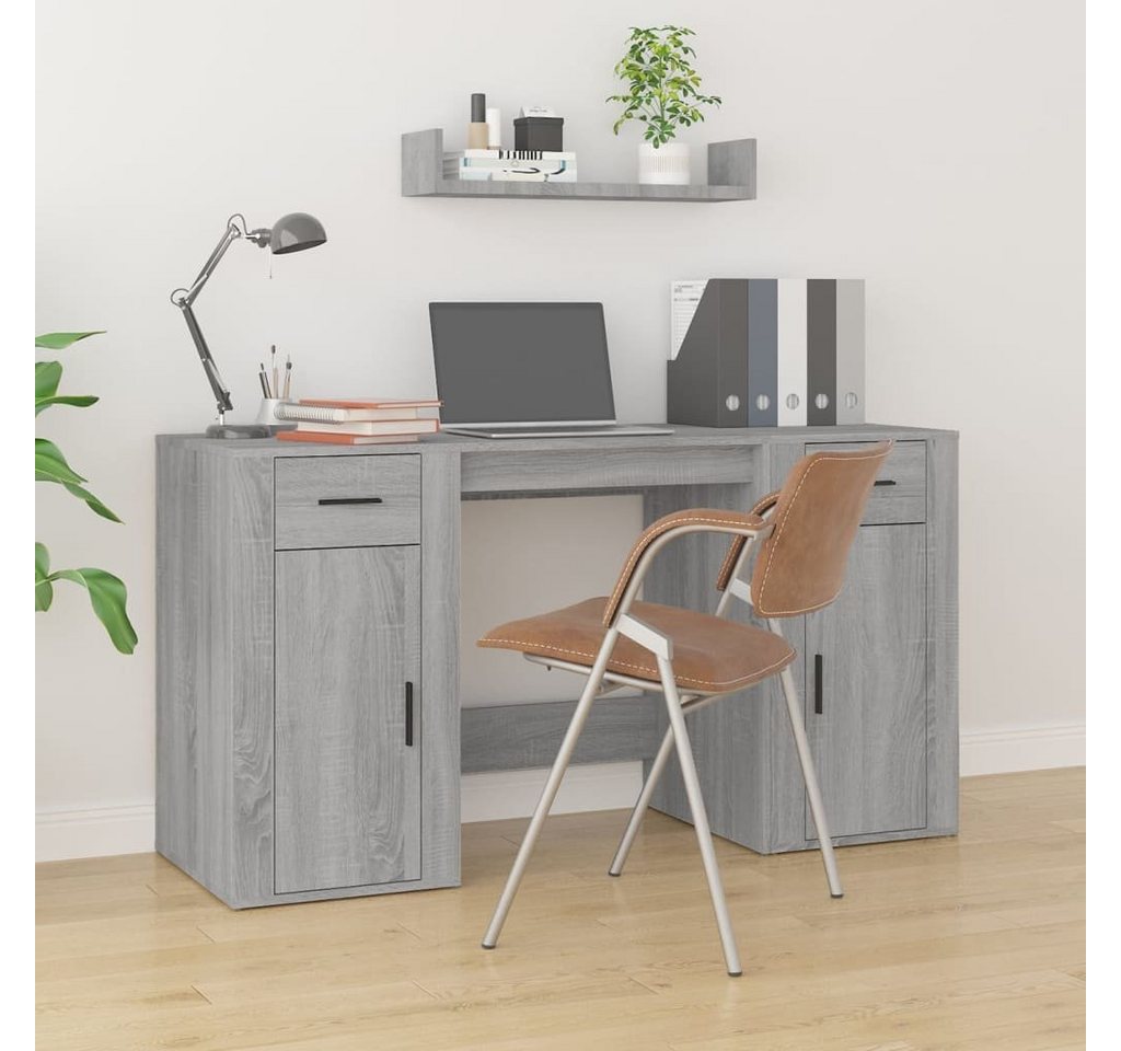 furnicato Schreibtisch mit Stauraum Grau Sonoma Holzwerkstoff von furnicato