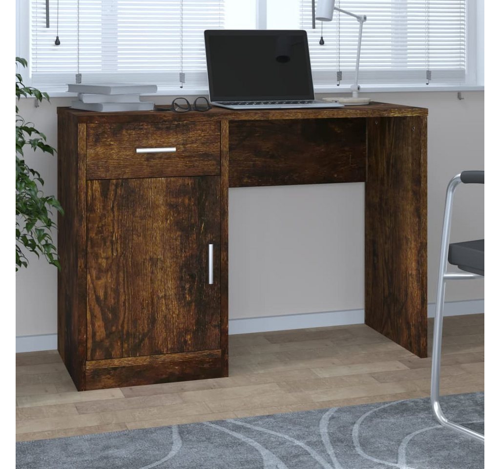 furnicato Schreibtisch mit Stauraum Räuchereiche 100x40x73 cm von furnicato