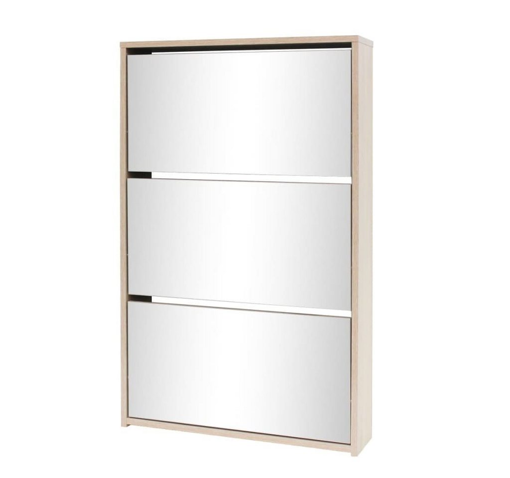 furnicato Schuhregal Schuhschrank mit 3 Fächern Spiegel Eiche-Optik 63x17x102,5 cm, 1-tlg. furnicato Schuhregal Schuhschrank mit 3 Fächern Spiegel Eiche-Optik 63x17x102,5 cm, 1-tlg. von furnicato