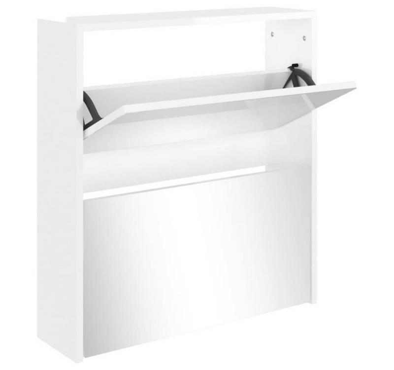 furnicato Schuhregal Schuhschrank mit Spiegel 2 Fächer Hochglanz-Weiß 63x17x67 cm, 1-tlg. furnicato Schuhregal Schuhschrank mit Spiegel 2 Fächer Hochglanz-Weiß 63x17x67 cm, 1-tlg. von furnicato