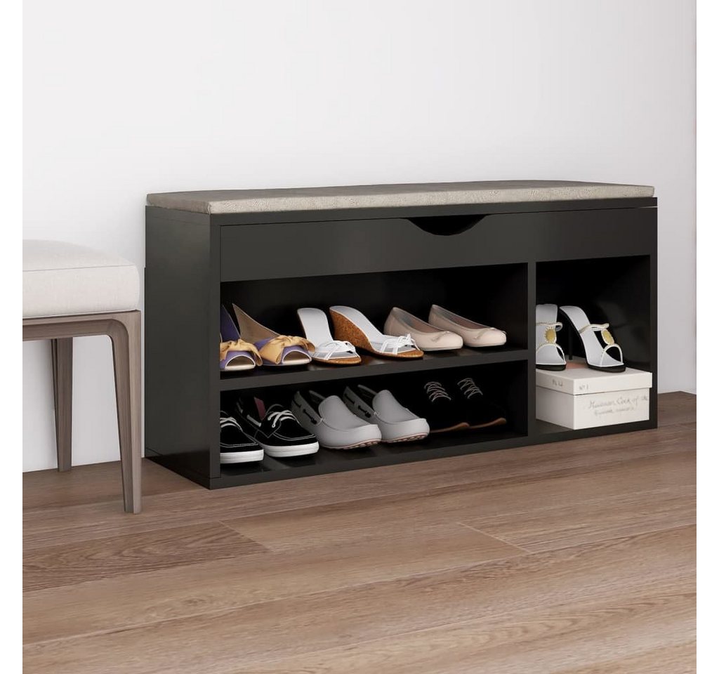 furnicato Schuhschrank Schuhbank mit Kissen Grau 104x30x49 cm Holzwerkstoff von furnicato