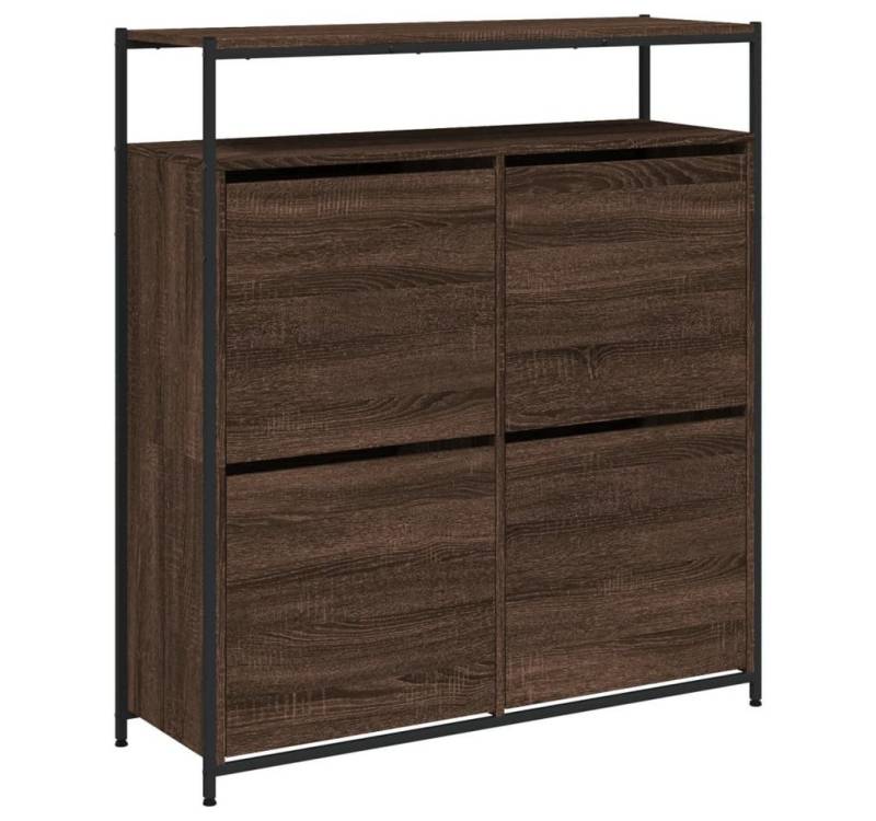 furnicato Schuhregal Schuhschrank mit 4 Klappen Braun Eiche-Optik 100x34x112 cm, 1-tlg. von furnicato