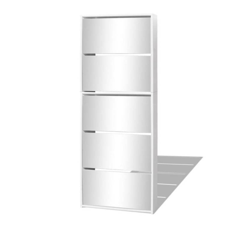 furnicato Schuhschrank mit 5 Fächern Spiegel Weiß 63x17x169,5 cm (1-St) von furnicato