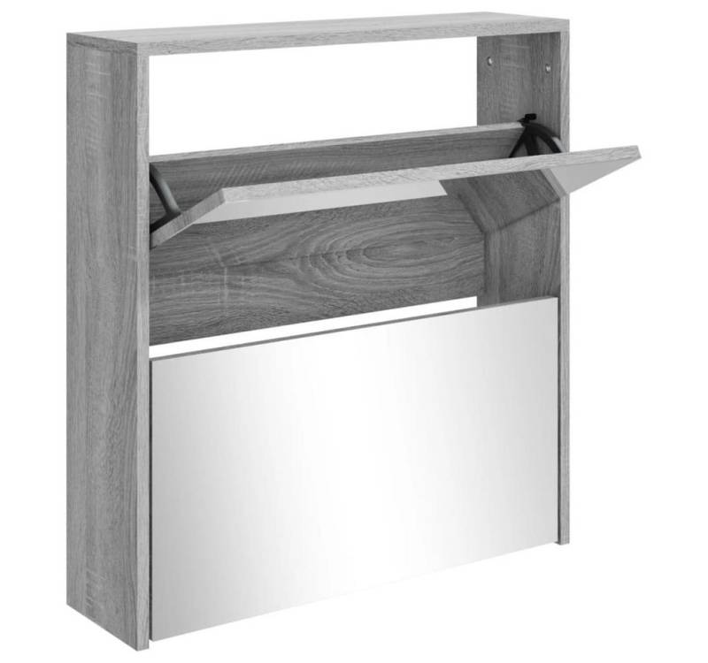 furnicato Schuhschrank mit Spiegel 2 Fächer Grau Sonoma 63x17x67 cm (1-St) von furnicato