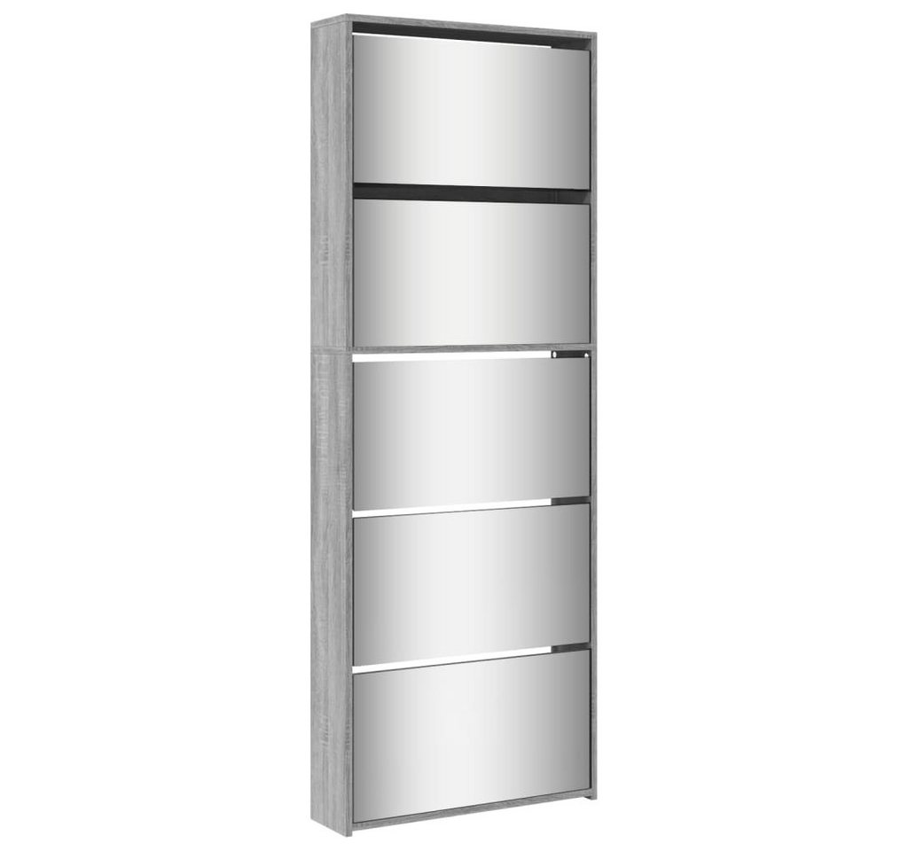 furnicato Schuhschrank mit Spiegel 5 Fächer Grau Sonoma 63x17x169,5 cm (1-St) von furnicato