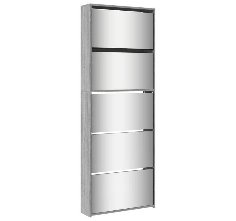 furnicato Schuhschrank mit Spiegel 5 Fächer Grau Sonoma 63x17x169,5 cm (1-St) von furnicato