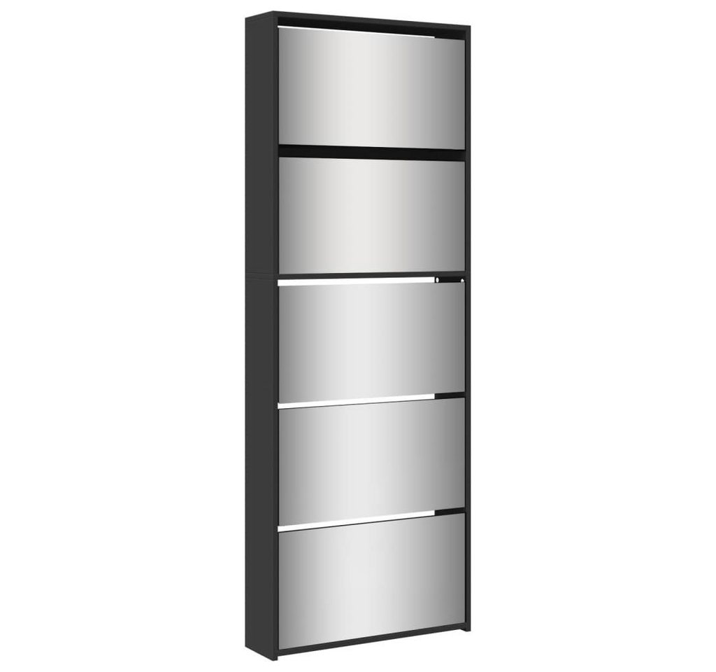 furnicato Schuhschrank mit Spiegel 5 Fächer Schwarz 63x17x169,5 cm (1-St) von furnicato