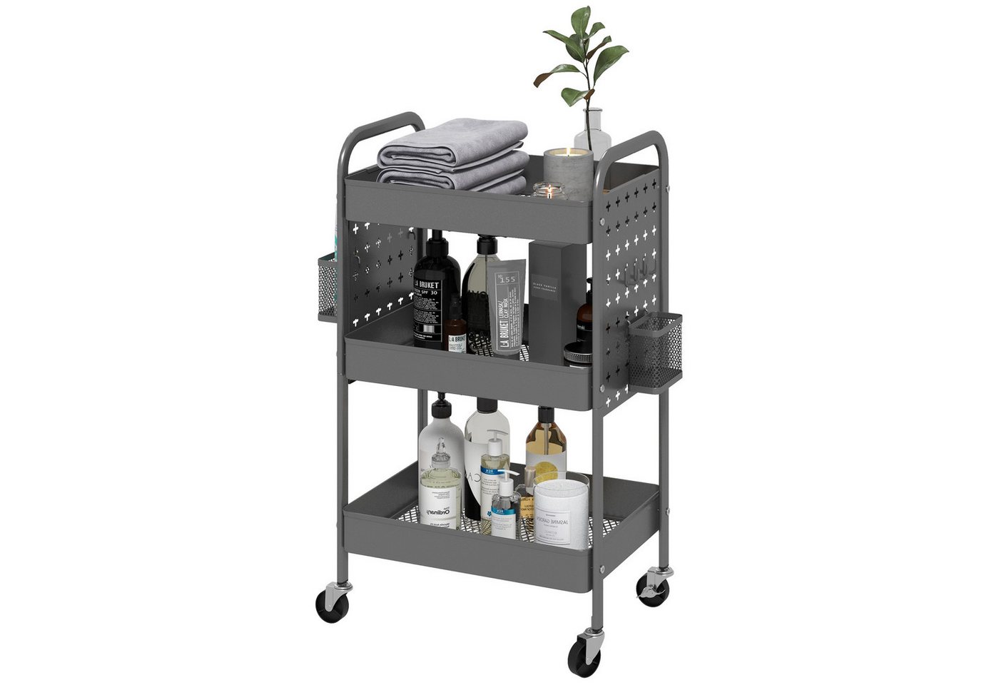 furnicato Servierwagen Mehrzweckwagen Rollwagen Küchenwagen 53,5x30,5x75 cm Grau, (1 St) von furnicato