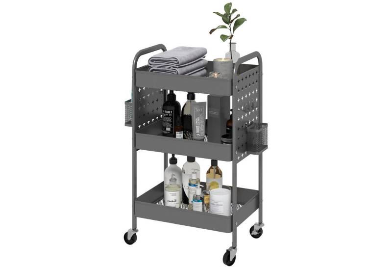 furnicato Servierwagen Mehrzweckwagen Rollwagen Küchenwagen 53,5x30,5x75 cm Grau, (1 St) von furnicato